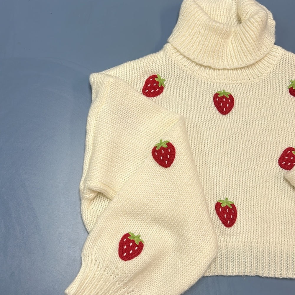 Romwe Kawaii Strawberry Sweater Size L View 5